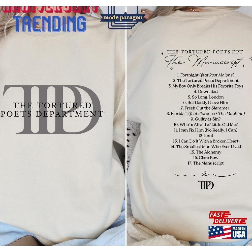 The Tortured Poets Department Shirt Gift For Fan New Album Classic 2 Sided